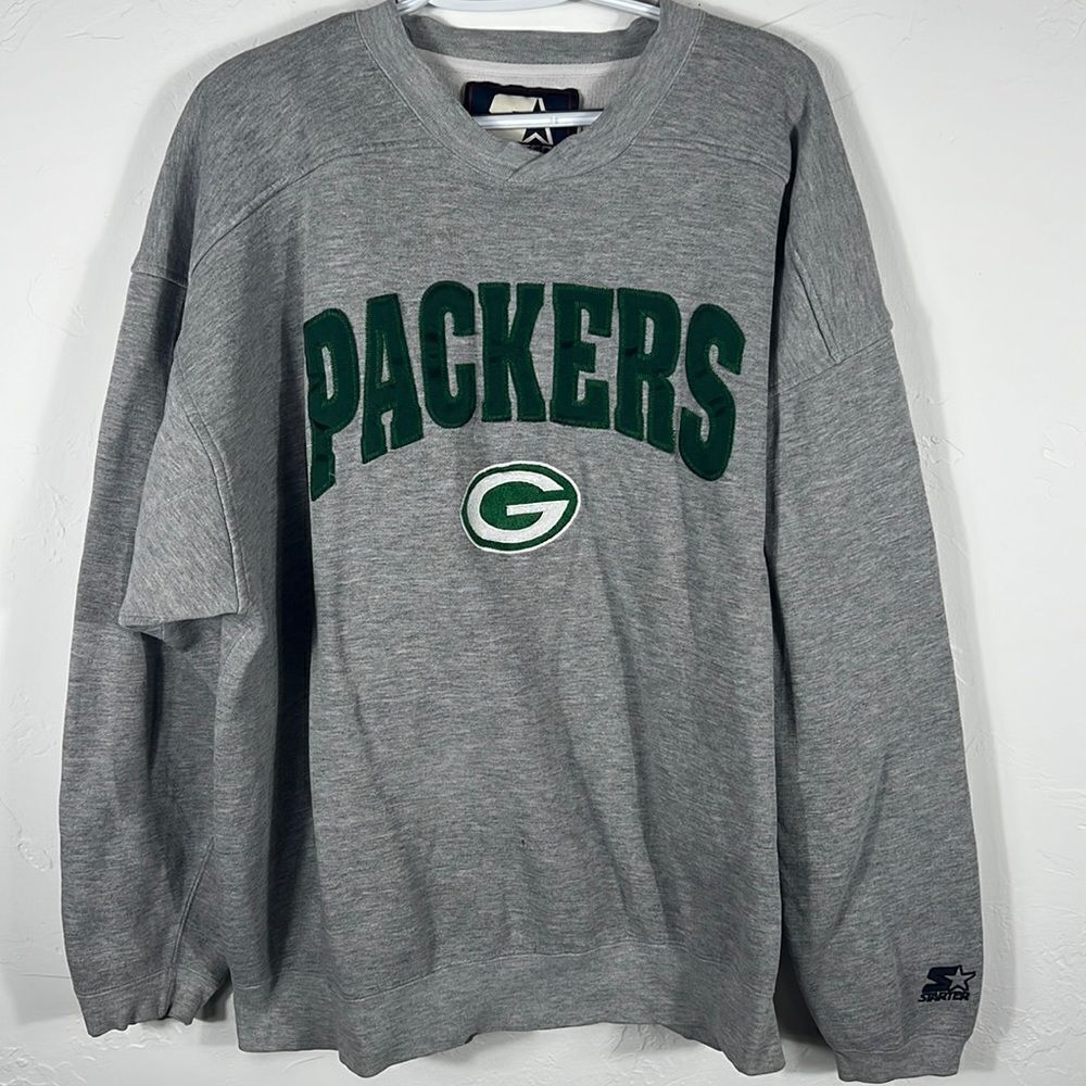 🏈 Vintage STARTER GREEN BAY PACKERS Embroidered Stitched Crewneck Sweatshirt XL